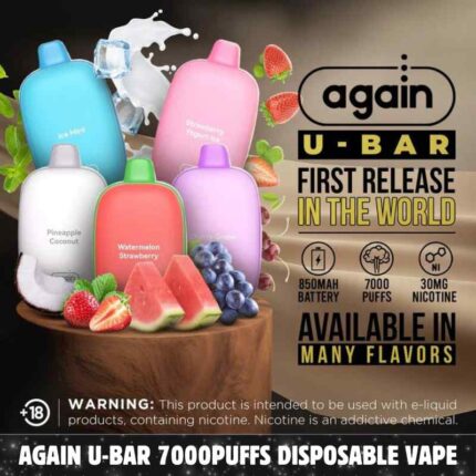 Best Again U-Bar 7000puffs Disposable 30mg & 50mg Rechargeable Vape