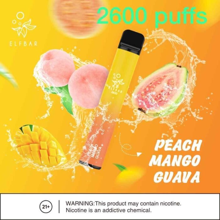 ELFBAR 2600 Puffs vape price Dubai PEACH MANGO GUAVA