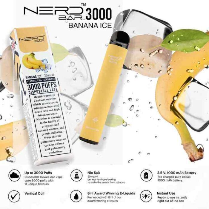 NERD Bar 3000 Puffs Disposable Vape Banana Ice