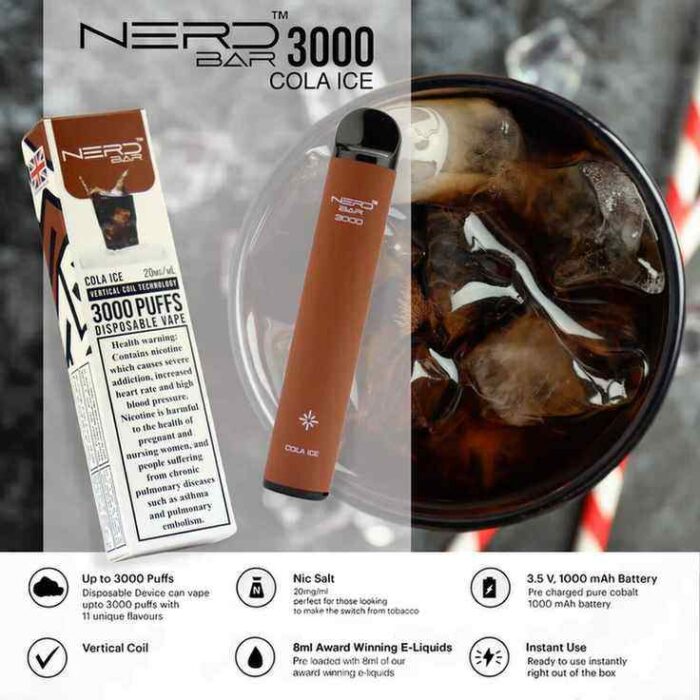 NERD Bar 3000 Puffs Disposable Vape Cola ice