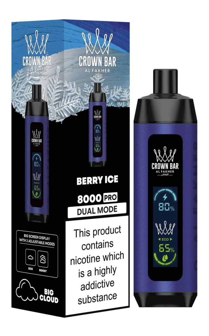 AL FAKHER crown bar pro 8000 puffs price in dubai BERRY ICE