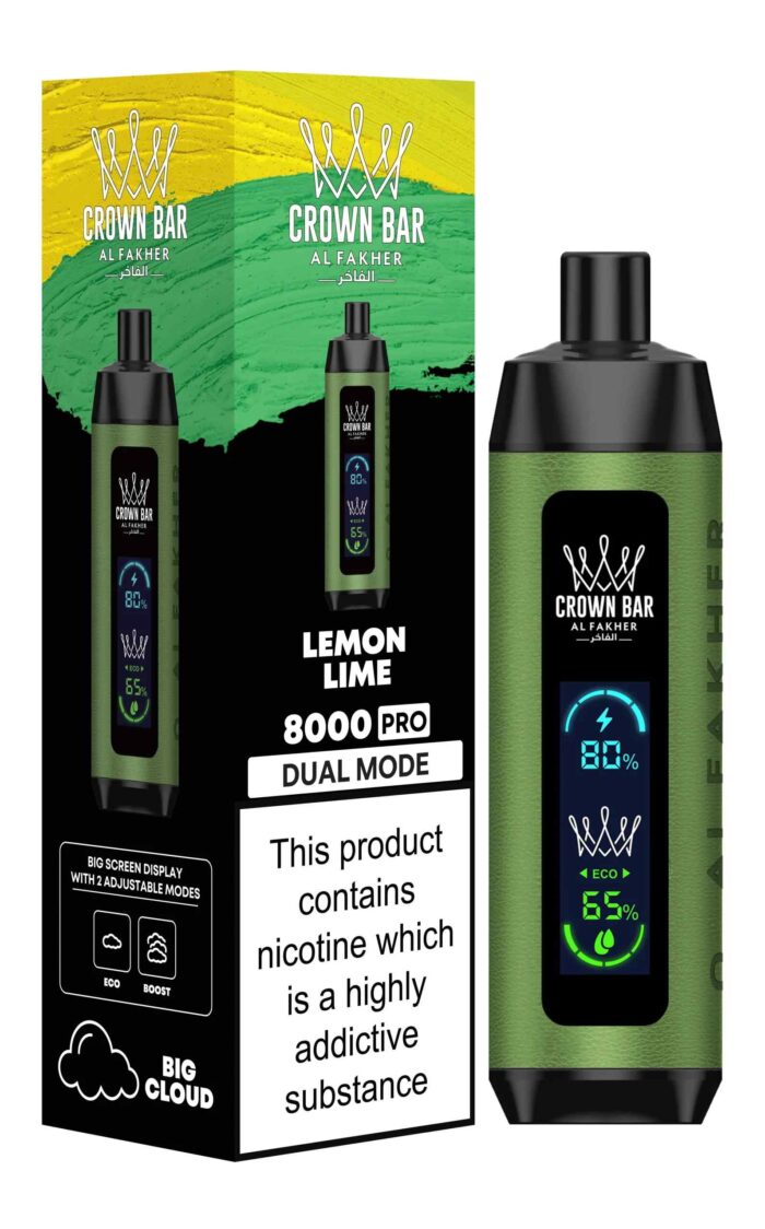 AL FAKHER crown bar pro 8000 puffs price in dubai LEMON LIME