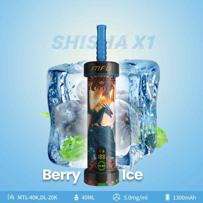 MFU Shisha X1 40000 Puffs Salt Nicotine 5mg Disposable Vape in Dubai Berry ice