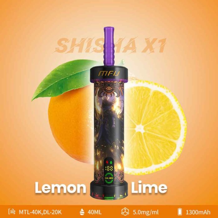 MFU Shisha X1 40000 Puffs Salt Nicotine 5mg Disposable Vape in Dubai Lemon Lime