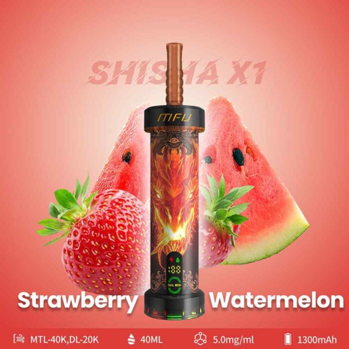 MFU Shisha X1 40000 Puffs Salt Nicotine 5mg Disposable Vape in Dubai StrawberryWatermelon