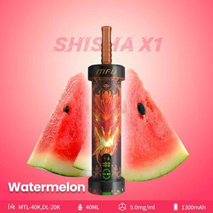 MFU Shisha X1 40000 Puffs Salt Nicotine 5mg Disposable Vape in Dubai Watermelon