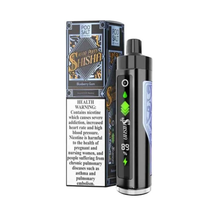 Pod Salt Shisha 8000 Puffs Disposable Vape BLUEBERRY GUM