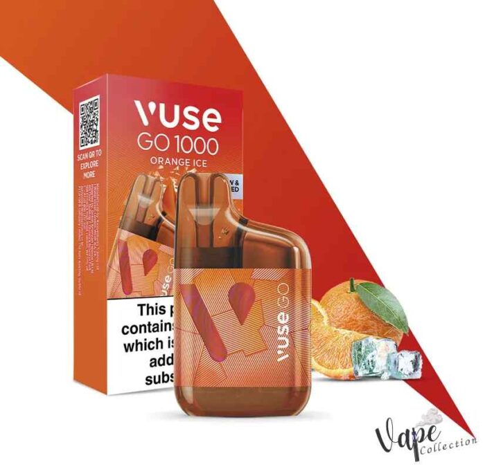 VUSE GO Box 1000 Puffs 20MG Disposable Vape Price in Dubai Orange Ice