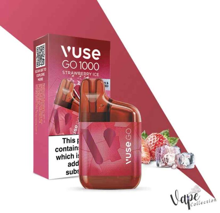 VUSE GO Box 1000 Puffs 20MG Disposable Vape Price in Dubai Strawberry Ice