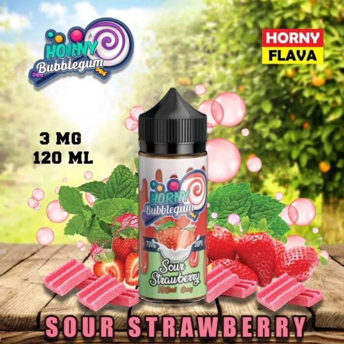 HORNY FLAVA 120 ML E-LIQUID 3MG VAPE JUICE SOUR STRAWBERRY