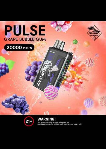 TUGBOAT Pulse 20000 Puffs 50MG Disposable Vape Price in Dubai Grape Bubblegum