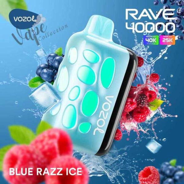 VOZOL Rave 40000 Puffs 50MG Disposable Vape Price in Dubai Blue Razz Ice