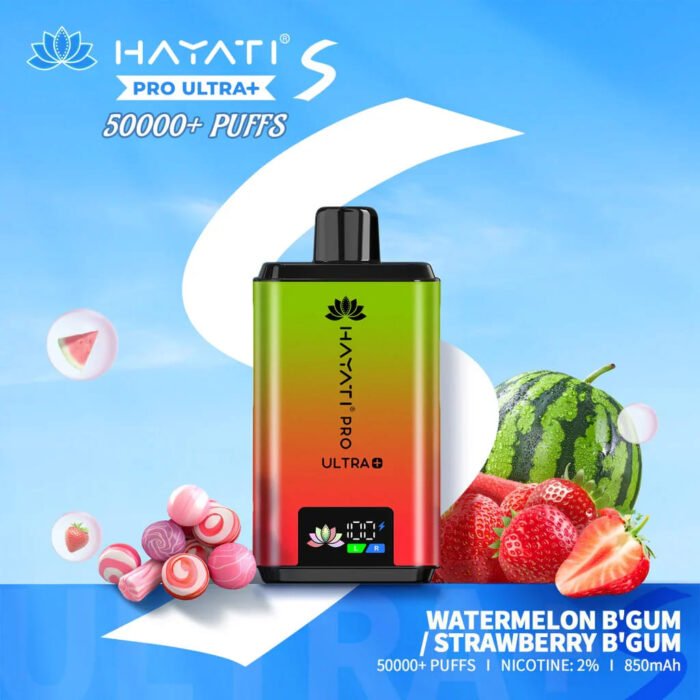 Hayati Pro Ultra 50000 Puffs Vape-Watermelon_B_Gum_Strawberry_B_Gum