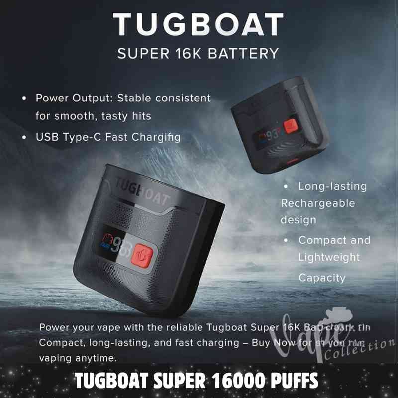 Tugboat Super 16000 Puffs Battery Pack 550mAh In Dubai – Buy Now Tugboat Super 16000 Puffs Battery Pack 550mAh In Dubai – Buy Now