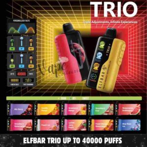 Elfbar trio up to 40000 puffs 50mg nicotine 4 mesh coil disposable vape in Dubi