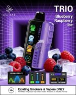 Elfbar trio up to 40000 puffs 50mg nicotine 4 mesh coil disposable vape in Dubi Blueberry Raspberry ice