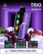Elfbar trio up to 40000 puffs 50mg nicotine 4 mesh coil disposable vape in Dubi Grape Ice