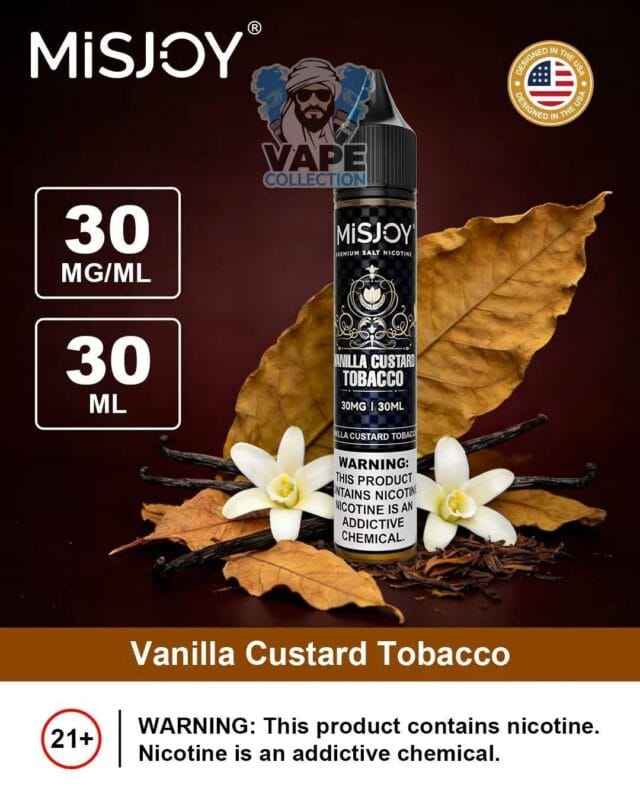 Vanilla Custard Tabacco__misjoy premium salt nicotine 30mg 30mg liquid USA brand