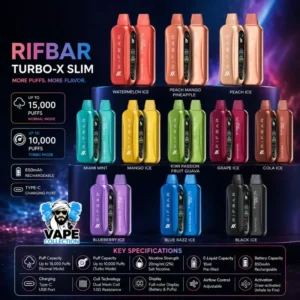 RIFBAR Turbo-X Slim 15000 Puffs 20mg Disposable Vape in Dubai